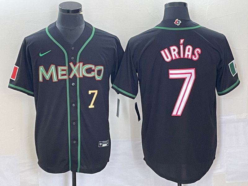 Men 2023 World Cub Mexico 7 Urias Black white Nike MLB Jersey42